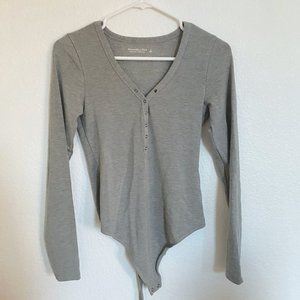 Abercrombie & Fitch Button-Up Long Sleeve Bodysuit